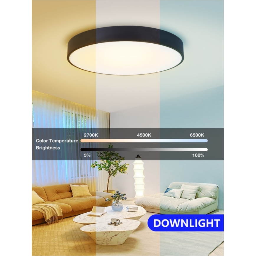 Immax NEO 07202L - Iluminação de teto LED com regulação RONDATE LED/53W/230V preto Tuya + controlo remoto