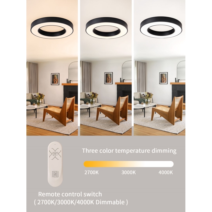 Immax NEO 07209L - Iluminação de teto LED com regulação PASTEL LED/53W/230V 60 cm preto Tuya + controlo remoto