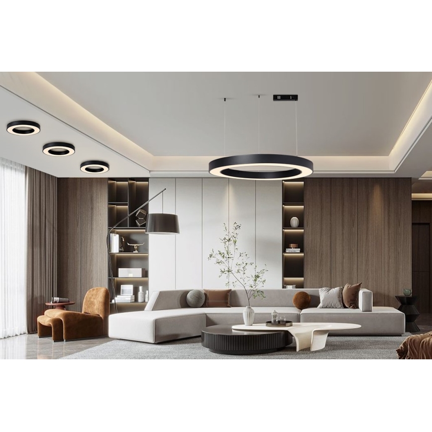Immax NEO 07209L - Iluminação de teto LED com regulação PASTEL LED/53W/230V 60 cm preto Tuya + controlo remoto