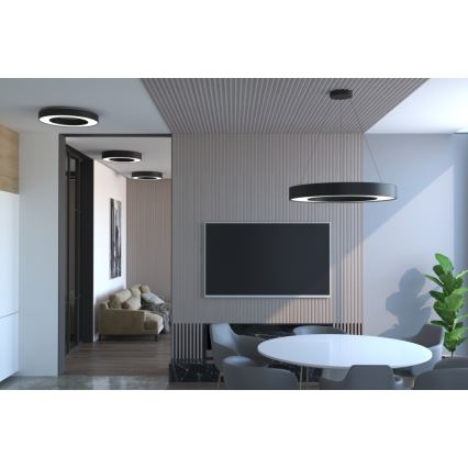Immax NEO 07209L - Iluminação de teto LED com regulação PASTEL LED/53W/230V 60 cm preto Tuya + controlo remoto