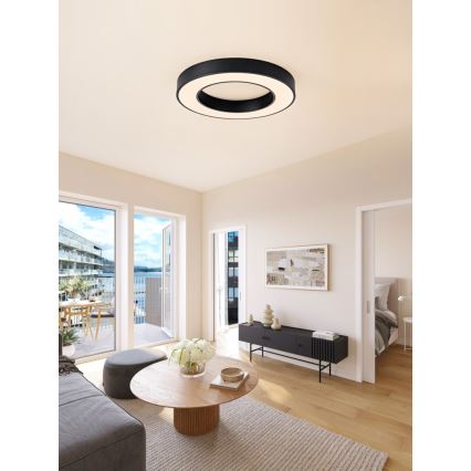 Immax NEO 07209L - Iluminação de teto LED com regulação PASTEL LED/53W/230V 60 cm preto Tuya + controlo remoto
