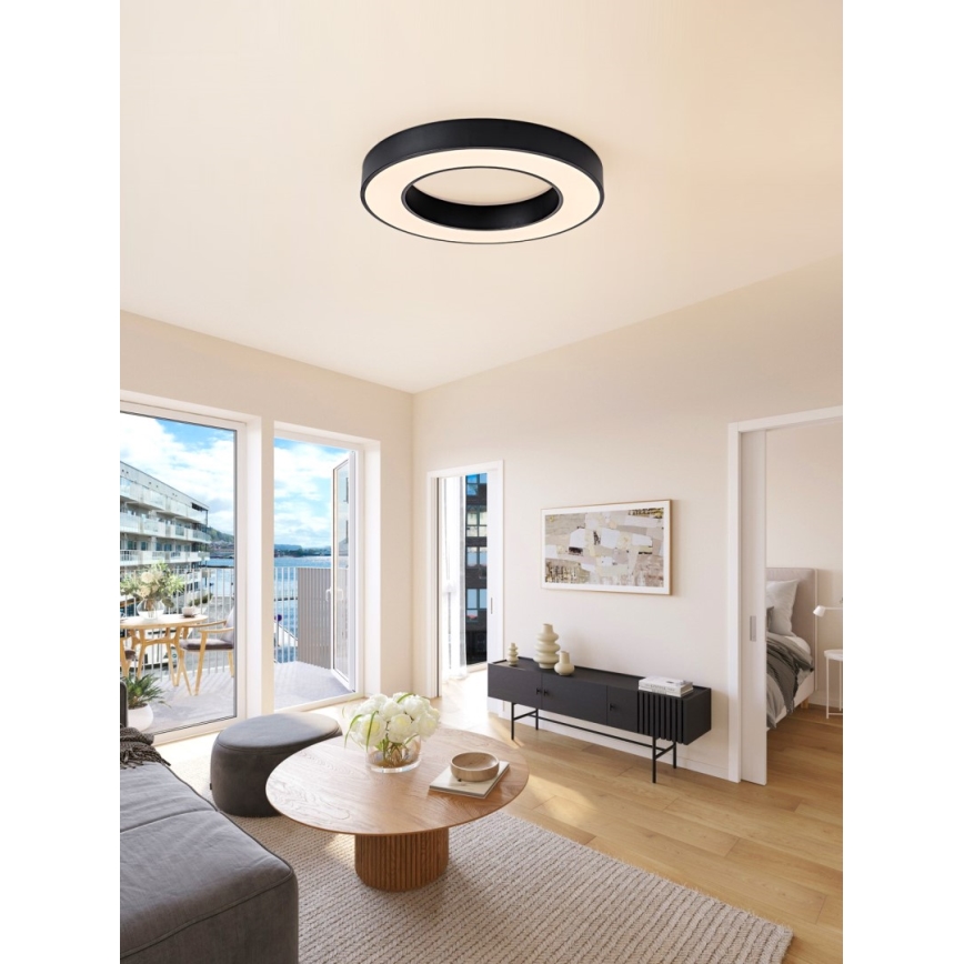 Immax NEO 07209L - Iluminação de teto LED com regulação PASTEL LED/53W/230V 60 cm preto Tuya + controlo remoto