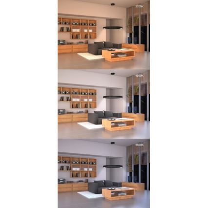 Immax NEO 07209L - Iluminação de teto LED com regulação PASTEL LED/53W/230V 60 cm preto Tuya + controlo remoto