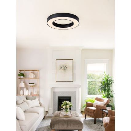 Immax NEO 07209L - Iluminação de teto LED com regulação PASTEL LED/53W/230V 60 cm preto Tuya + controlo remoto