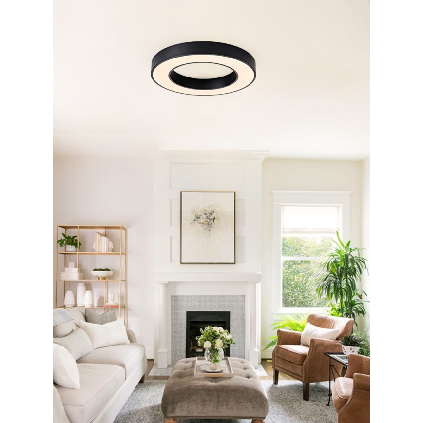 Immax NEO 07209L - Iluminação de teto LED com regulação PASTEL LED/53W/230V 60 cm preto Tuya + controlo remoto