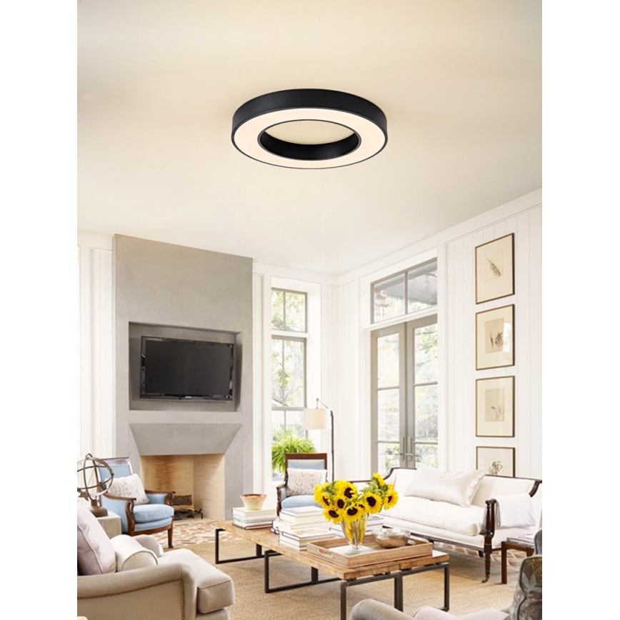 Immax NEO 07209L - Iluminação de teto LED com regulação PASTEL LED/53W/230V 60 cm preto Tuya + controlo remoto