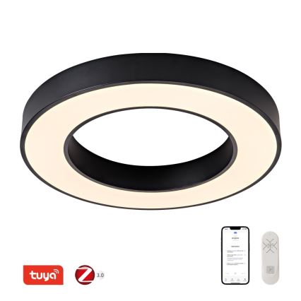 Immax NEO 07209L - Iluminação de teto LED com regulação PASTEL LED/53W/230V 60 cm preto Tuya + controlo remoto