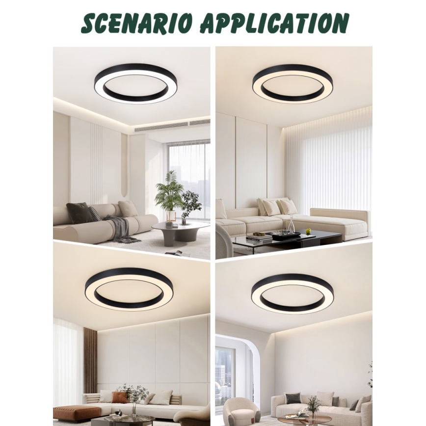 Immax NEO 07210L - Iluminação de teto LED com regulação PASTEL LED/68W/230V 95 cm preto Tuya + controlo remoto