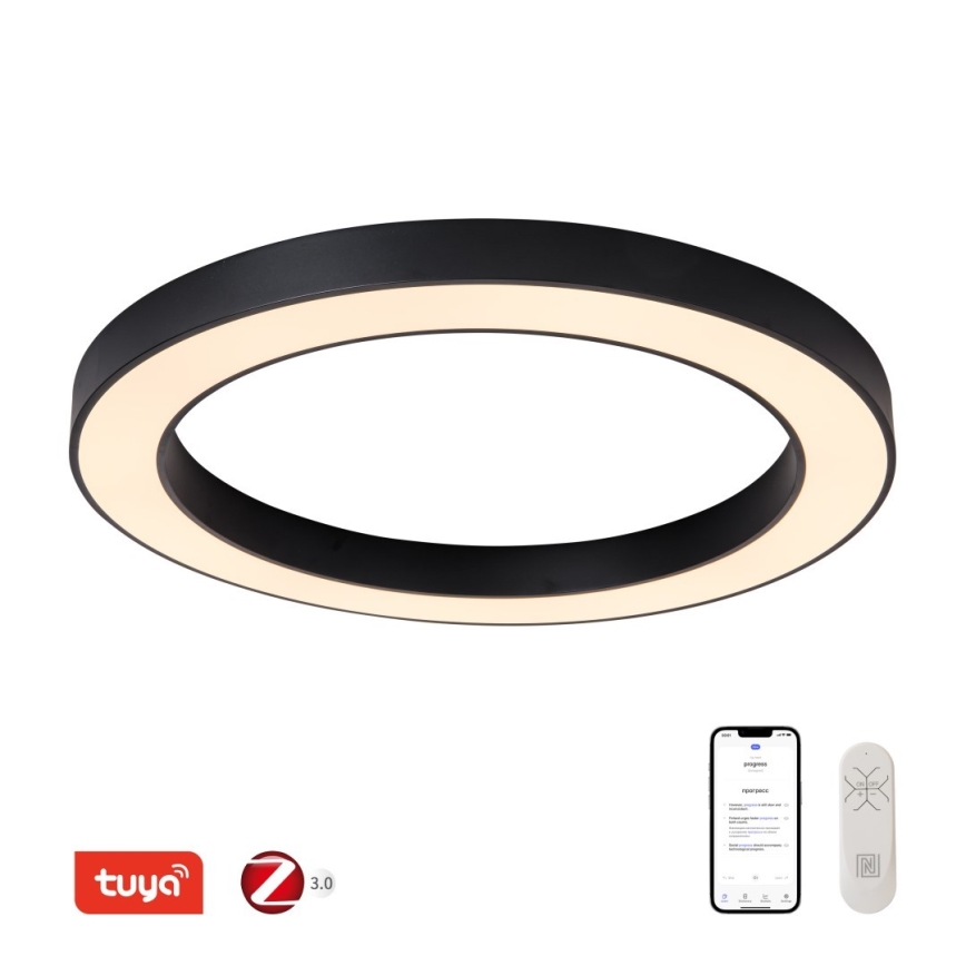 Immax NEO 07210L - Iluminação de teto LED com regulação PASTEL LED/68W/230V 95 cm preto Tuya + controlo remoto