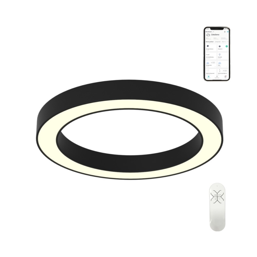 Immax NEO 07210L - Iluminação de teto LED com regulação PASTEL LED/68W/230V 95 cm preto Tuya + controlo remoto