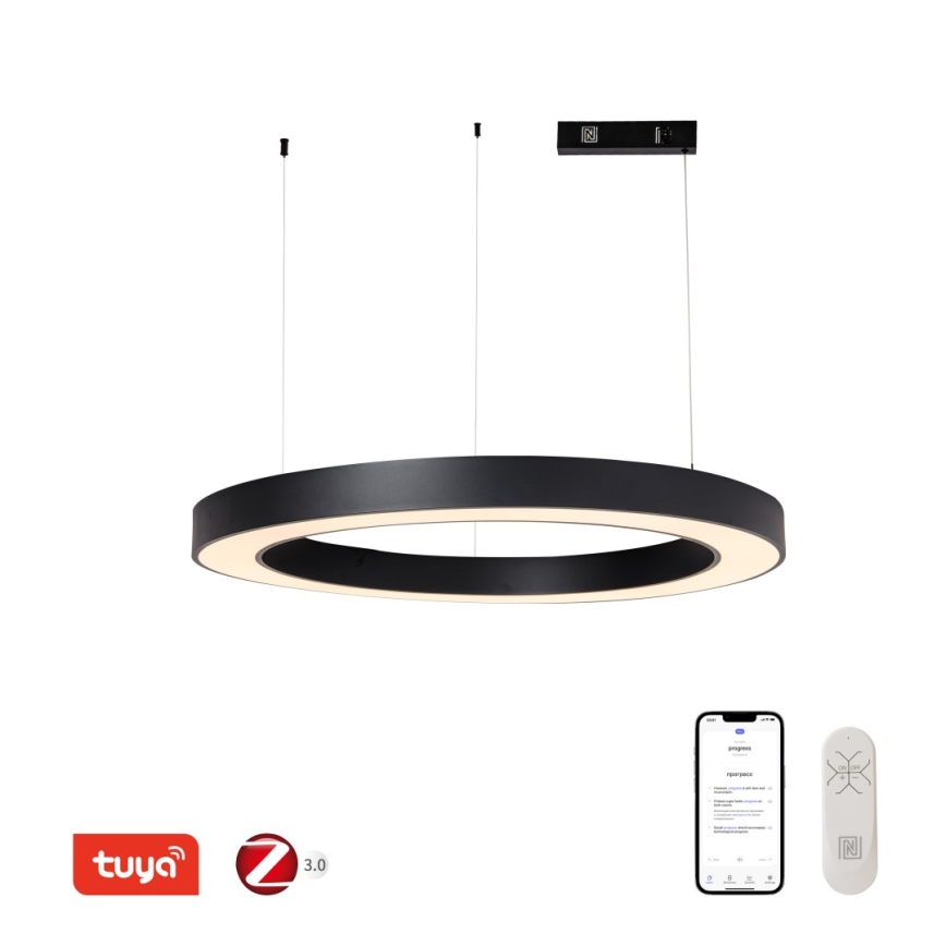 Immax NEO 07211L - Candeeiro suspenso LED com regulação PASTEL LED/68W/230V 2700-6500K Tuya preto + comando