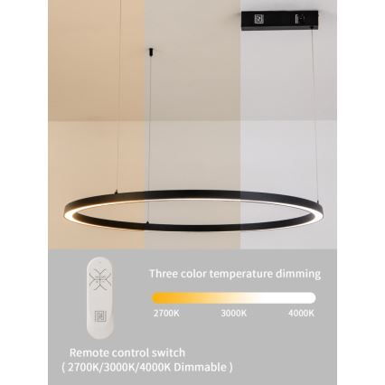 Immax NEO 07215L - Candelabro suspenso LED com regulação FINO LED/60W/230V 80 cm preto Tuya + controlo remoto