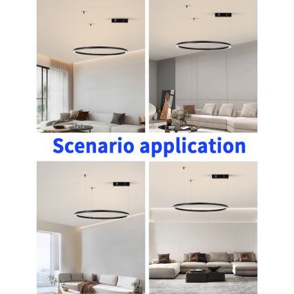 Immax NEO 07215L - Candelabro suspenso LED com regulação FINO LED/60W/230V 80 cm preto Tuya + controlo remoto