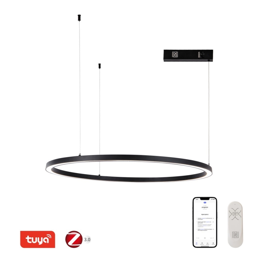 Immax NEO 07215L - Candelabro suspenso LED com regulação FINO LED/60W/230V 80 cm preto Tuya + controlo remoto