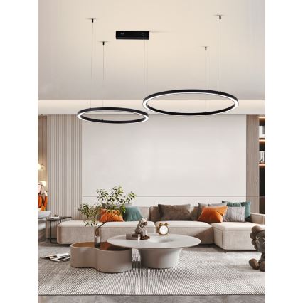 Immax NEO 07216L - Candelabro suspenso LED com regulação FINO LED/93W/230V 60/80cm preto Tuya + comando