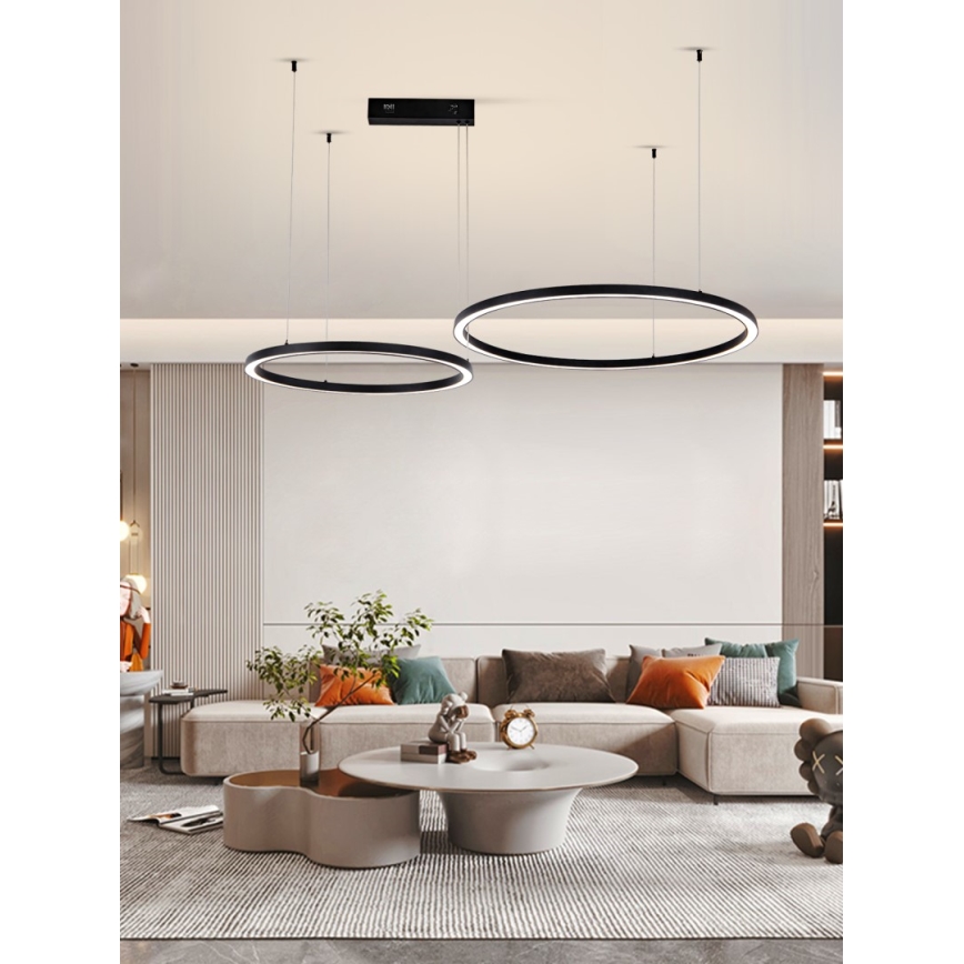 Immax NEO 07216L - Candelabro suspenso LED com regulação FINO LED/93W/230V 60/80cm preto Tuya + comando