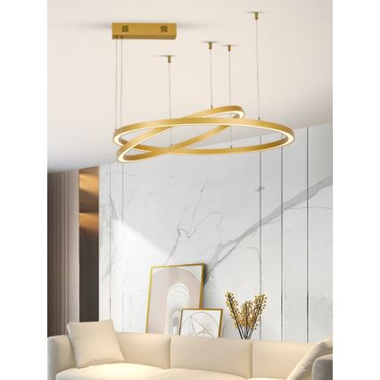 Immax NEO 07218L - Candelabro suspenso LED com regulação FINO LED/93W/230V 60/80cm dourada Tuya + comando