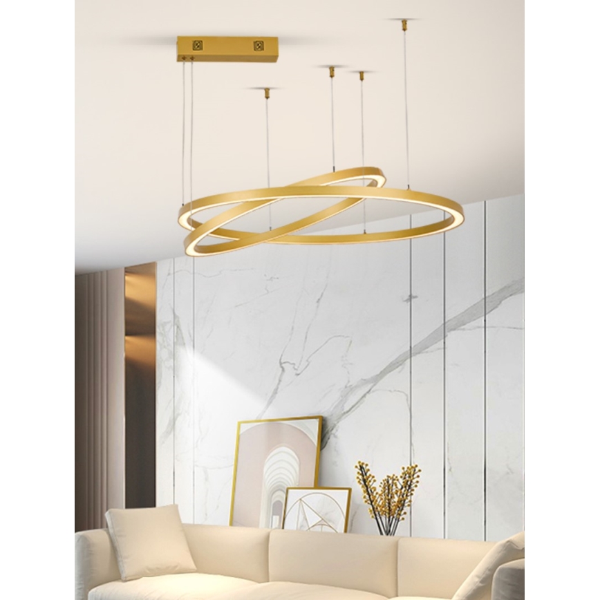 Immax NEO 07218L - Candelabro suspenso LED com regulação FINO LED/93W/230V 60/80cm dourada Tuya + comando