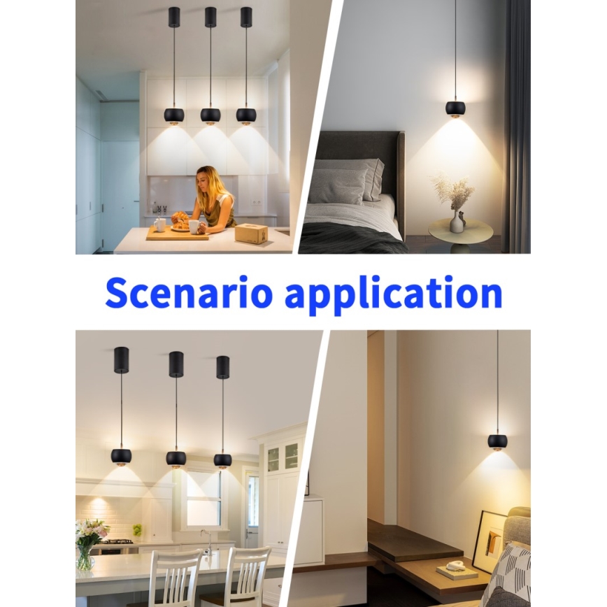 Immax NEO 07219L - Candelabro suspenso LED com regulação DORMINE LED/6W/230V mate preto Tuya + controlo remoto