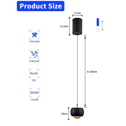 Immax NEO 07219L - Candelabro suspenso LED com regulação DORMINE LED/6W/230V mate preto Tuya + controlo remoto