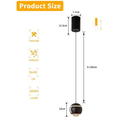 Immax NEO 07220L - Candelabro suspenso LED com regulação DORMINE LED/6W/230V preto brilhante Tuya + controlo remoto