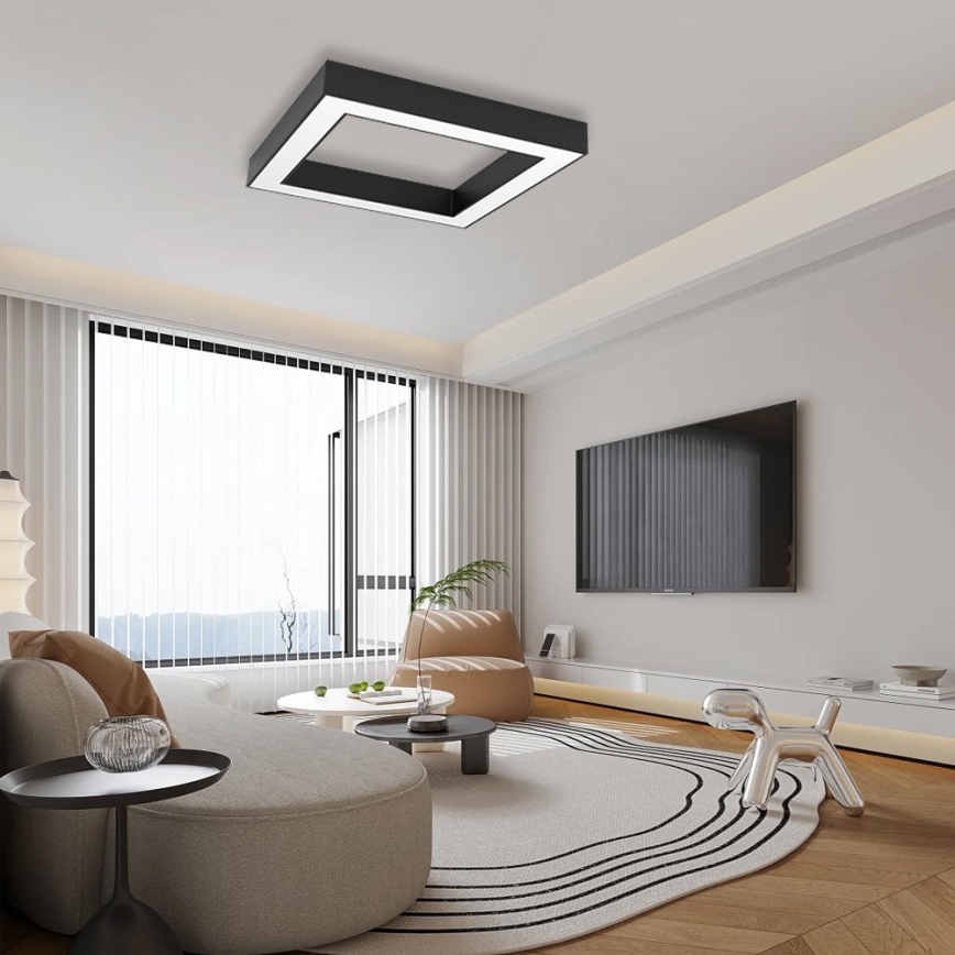 Immax NEO 07239L - Iluminação de teto LED com regulação CANTO LED/60W/230V preto Tuya + controlo remoto