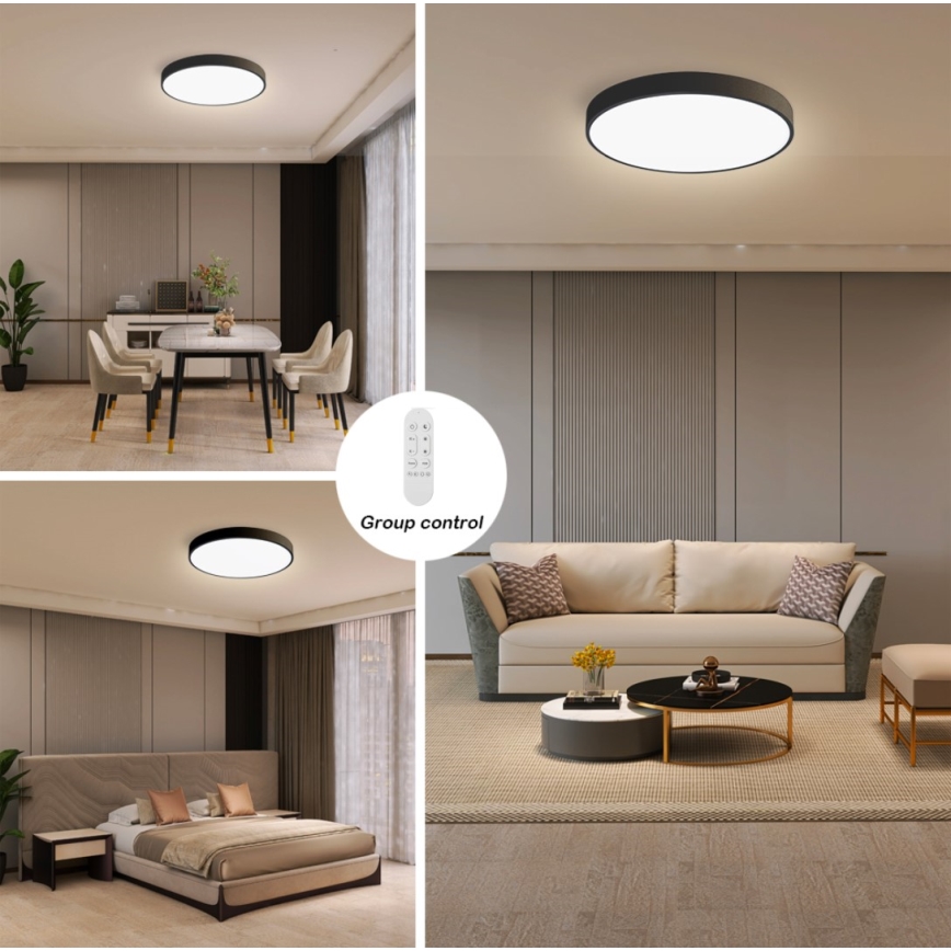 Immax NEO 07248L - Iluminação de teto LED com regulação NEO LITE SEMPLICI LED/36W/230V 3000-6000K Wi-Fi Tuya preto + comando