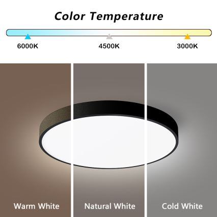 Immax NEO 07248L - Iluminação de teto LED com regulação NEO LITE SEMPLICI LED/36W/230V 3000-6000K Wi-Fi Tuya preto + comando
