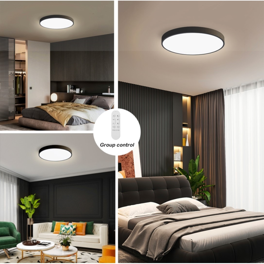Immax NEO 07249L - Iluminação de teto LED com regulação NEO LITE SEMPLICI LED/48W/230V 3000-6000K Wi-Fi Tuya preto + comando