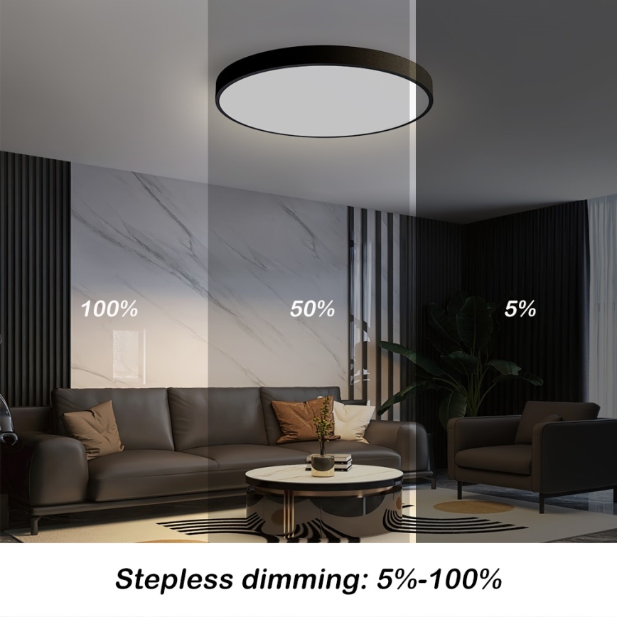 Immax NEO 07249L - Iluminação de teto LED com regulação NEO LITE SEMPLICI LED/48W/230V 3000-6000K Wi-Fi Tuya preto + comando