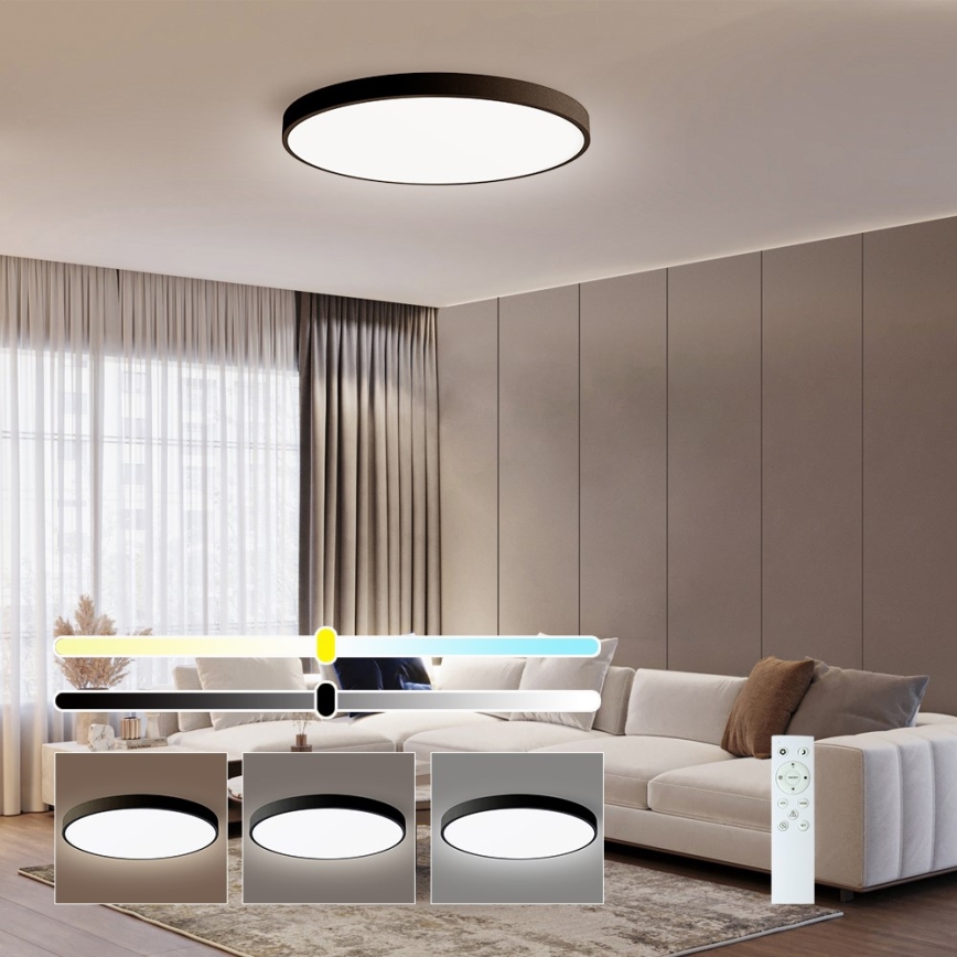 Immax NEO 07250L - Iluminação de teto LED com regulação NEO LITE SEMPLICI LED/60W/230V 3000-6000K Wi-Fi Tuya preto + comando