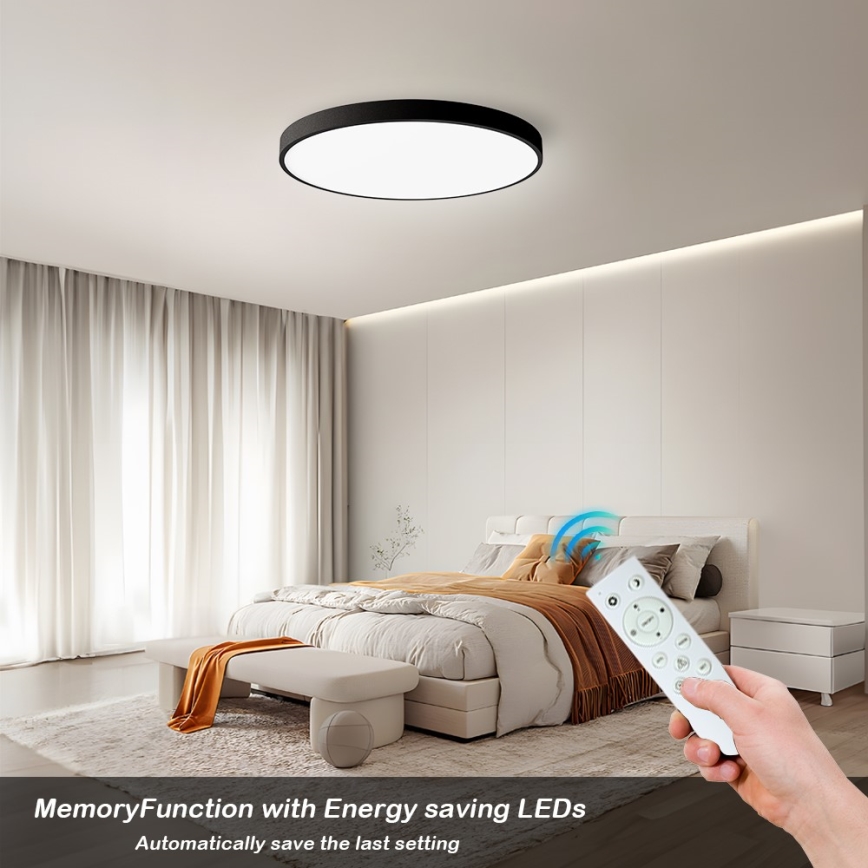 Immax NEO 07250L - Iluminação de teto LED com regulação NEO LITE SEMPLICI LED/60W/230V 3000-6000K Wi-Fi Tuya preto + comando