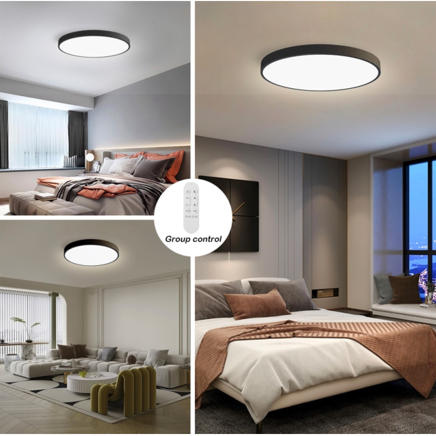 Immax NEO 07250L - Iluminação de teto LED com regulação NEO LITE SEMPLICI LED/60W/230V 3000-6000K Wi-Fi Tuya preto + comando