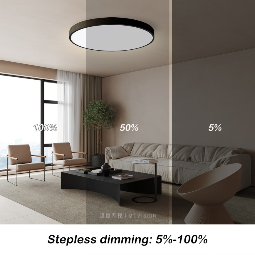 Immax NEO 07250L - Iluminação de teto LED com regulação NEO LITE SEMPLICI LED/60W/230V 3000-6000K Wi-Fi Tuya preto + comando
