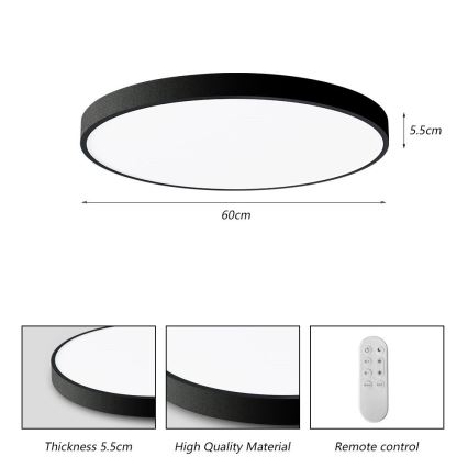 Immax NEO 07250L - Iluminação de teto LED com regulação NEO LITE SEMPLICI LED/60W/230V 3000-6000K Wi-Fi Tuya preto + comando