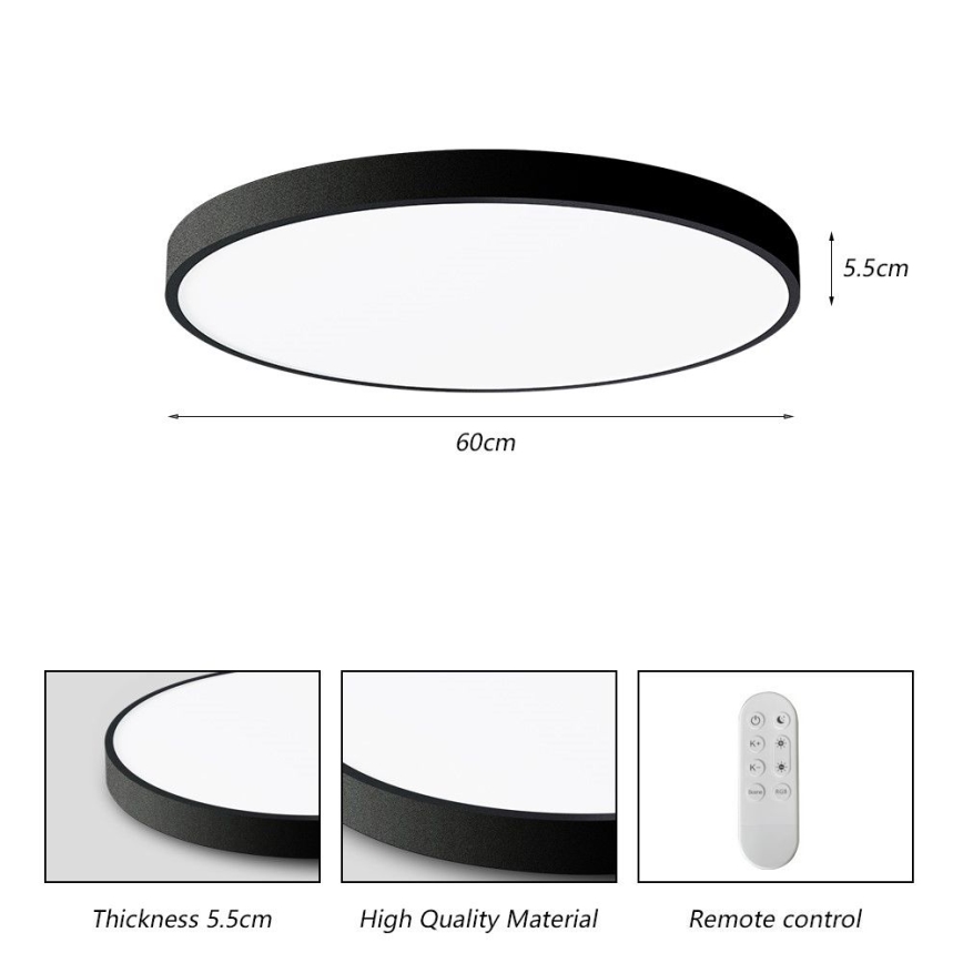 Immax NEO 07250L - Iluminação de teto LED com regulação NEO LITE SEMPLICI LED/60W/230V 3000-6000K Wi-Fi Tuya preto + comando