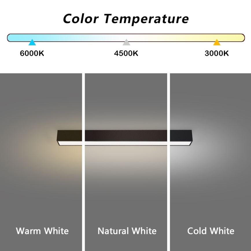 Immax NEO 07254L - Iluminação de teto LED com regulação NEO LITE LUNGO LED/20W/230V 3000-6000K Wi-Fi Tuya preto + comando