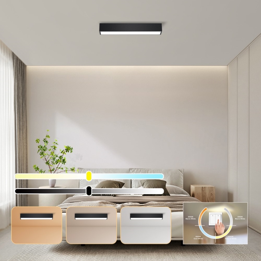 Immax NEO 07254L - Iluminação de teto LED com regulação NEO LITE LUNGO LED/20W/230V 3000-6000K Wi-Fi Tuya preto + comando