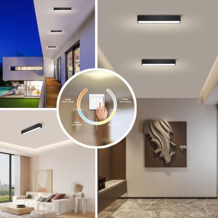 Immax NEO 07254L - Iluminação de teto LED com regulação NEO LITE LUNGO LED/20W/230V 3000-6000K Wi-Fi Tuya preto + comando
