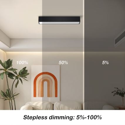 Immax NEO 07254L - Iluminação de teto LED com regulação NEO LITE LUNGO LED/20W/230V 3000-6000K Wi-Fi Tuya preto + comando