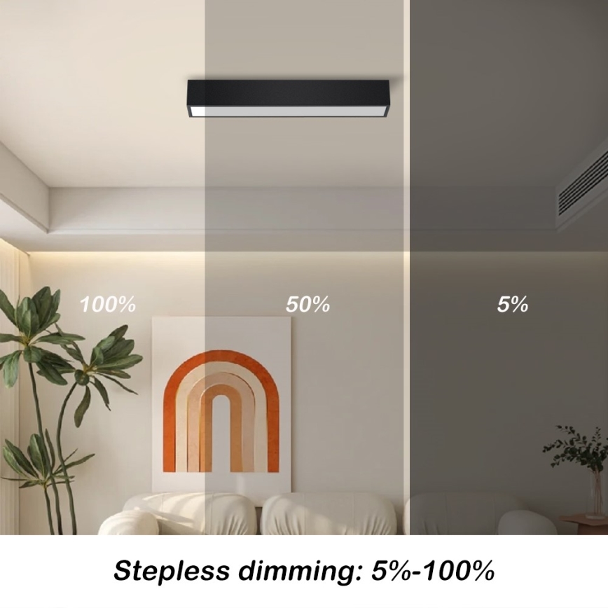 Immax NEO 07254L - Iluminação de teto LED com regulação NEO LITE LUNGO LED/20W/230V 3000-6000K Wi-Fi Tuya preto + comando