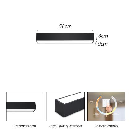Immax NEO 07254L - Iluminação de teto LED com regulação NEO LITE LUNGO LED/20W/230V 3000-6000K Wi-Fi Tuya preto + comando