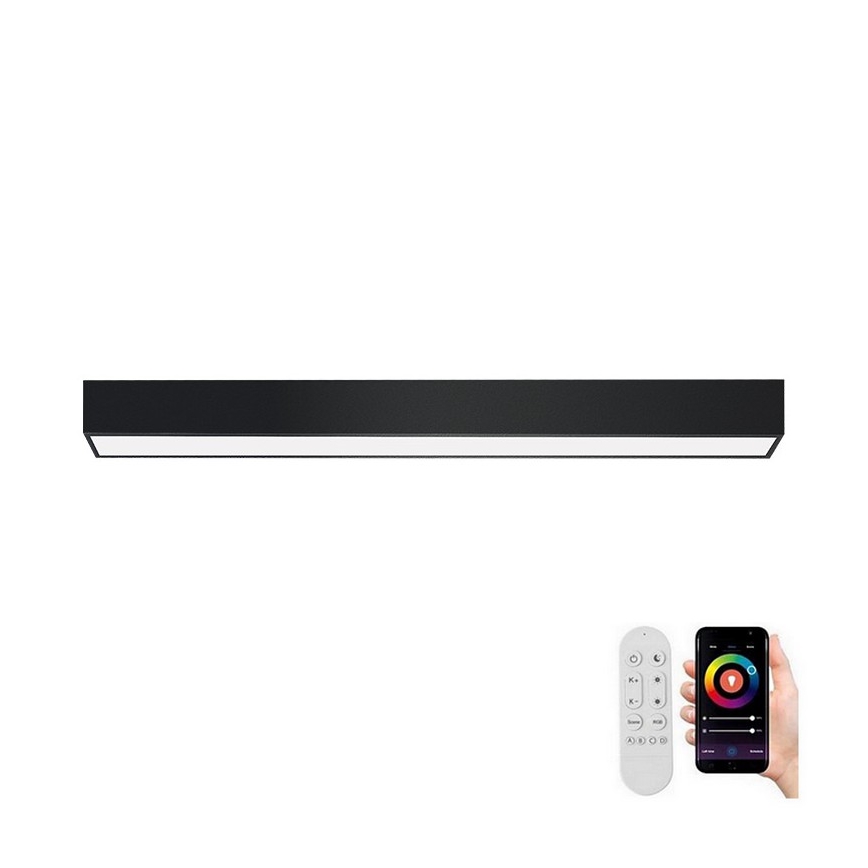 Immax NEO 07255L - Iluminação de teto LED com regulação NEO LITE LUNGO LED/20W/230V 3000-6000K Wi-Fi Tuya preto + comando