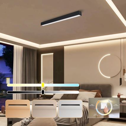 Immax NEO 07255L - Iluminação de teto LED com regulação NEO LITE LUNGO LED/20W/230V 3000-6000K Wi-Fi Tuya preto + comando