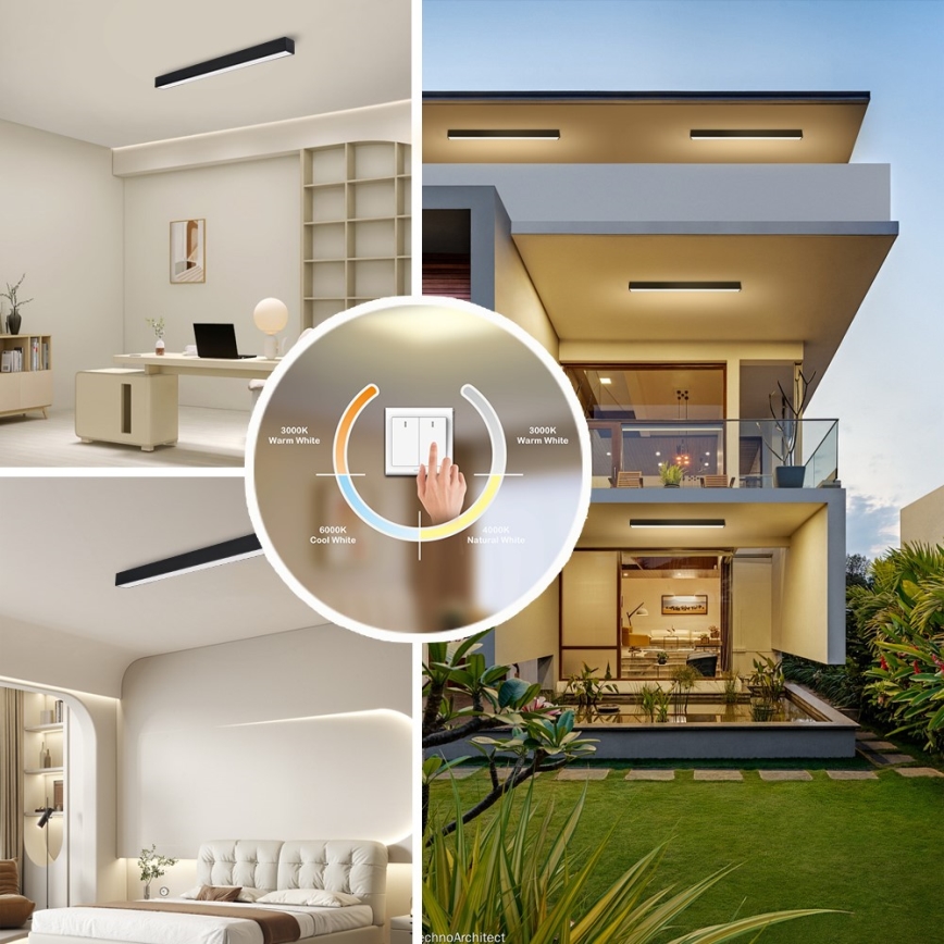 Immax NEO 07255L - Iluminação de teto LED com regulação NEO LITE LUNGO LED/20W/230V 3000-6000K Wi-Fi Tuya preto + comando