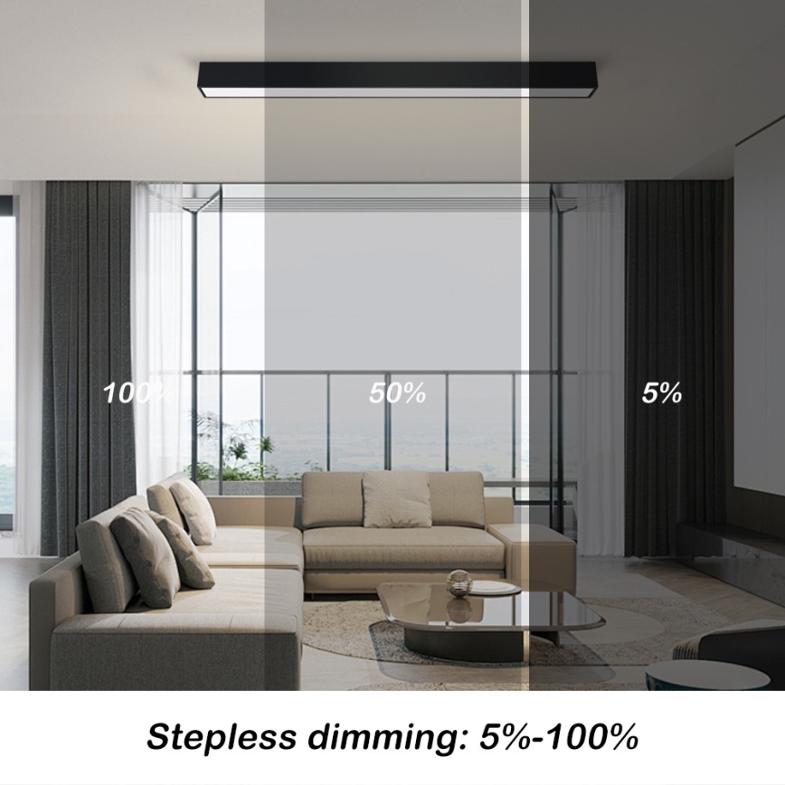 Immax NEO 07255L - Iluminação de teto LED com regulação NEO LITE LUNGO LED/20W/230V 3000-6000K Wi-Fi Tuya preto + comando