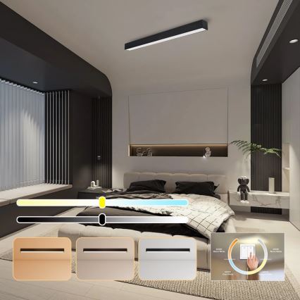 Immax NEO 07256L - Iluminação de teto LED com regulação NEO LITE LUNGO LED/38W/230V 3000-6000K Wi-Fi Tuya preto + comando