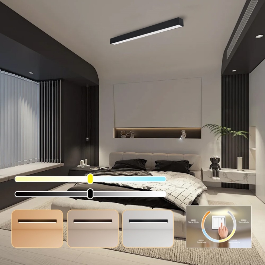 Immax NEO 07256L - Iluminação de teto LED com regulação NEO LITE LUNGO LED/38W/230V 3000-6000K Wi-Fi Tuya preto + comando
