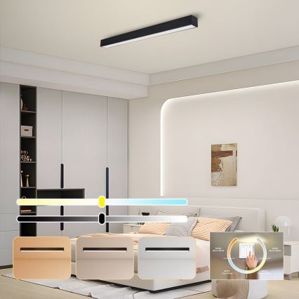 Immax NEO 07256L - Iluminação de teto LED com regulação NEO LITE LUNGO LED/38W/230V 3000-6000K Wi-Fi Tuya preto + comando
