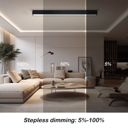 Immax NEO 07256L - Iluminação de teto LED com regulação NEO LITE LUNGO LED/38W/230V 3000-6000K Wi-Fi Tuya preto + comando
